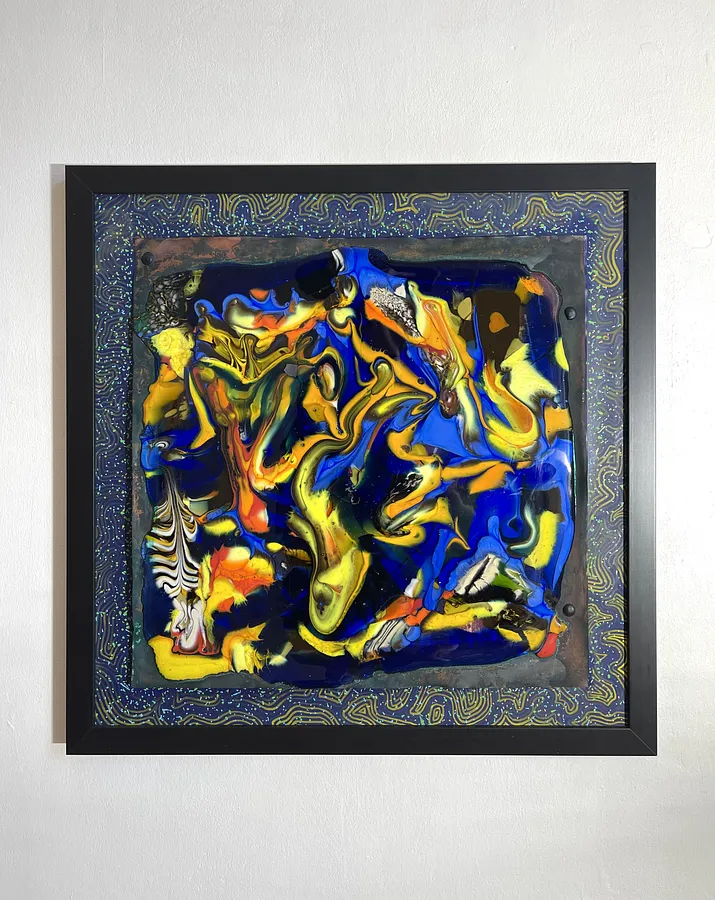 Image of Reflections of the sea by Taras Opalinski , size: 60x60, made of Fused glass on copper, Glass medium, priced at $600 (≈ 27,143 грн)